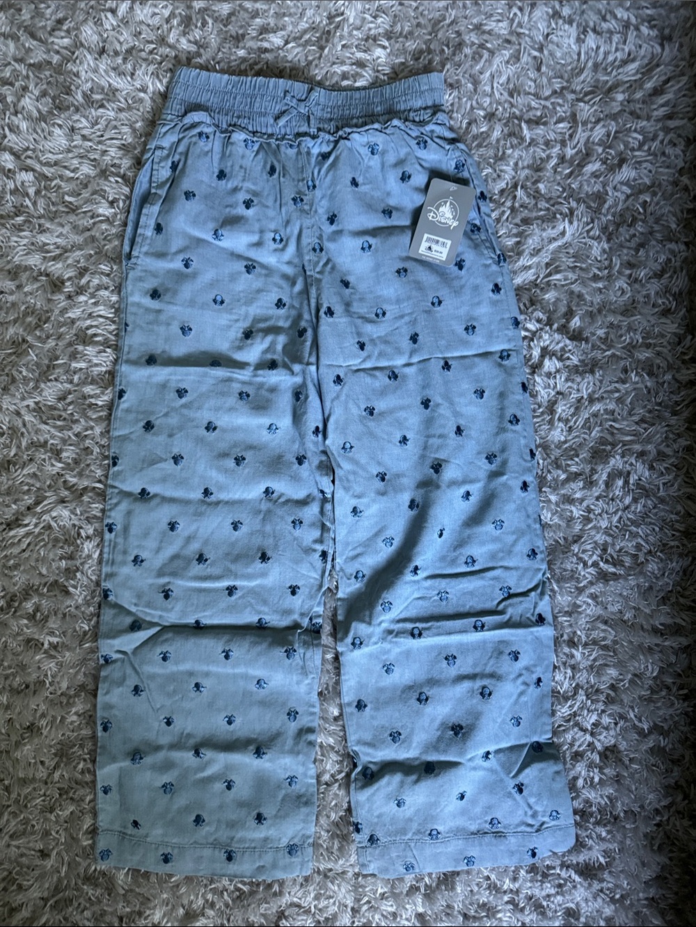 NWT Disney Chambray Kids Pull-On Pants with Minnie Mouse print size 11/12